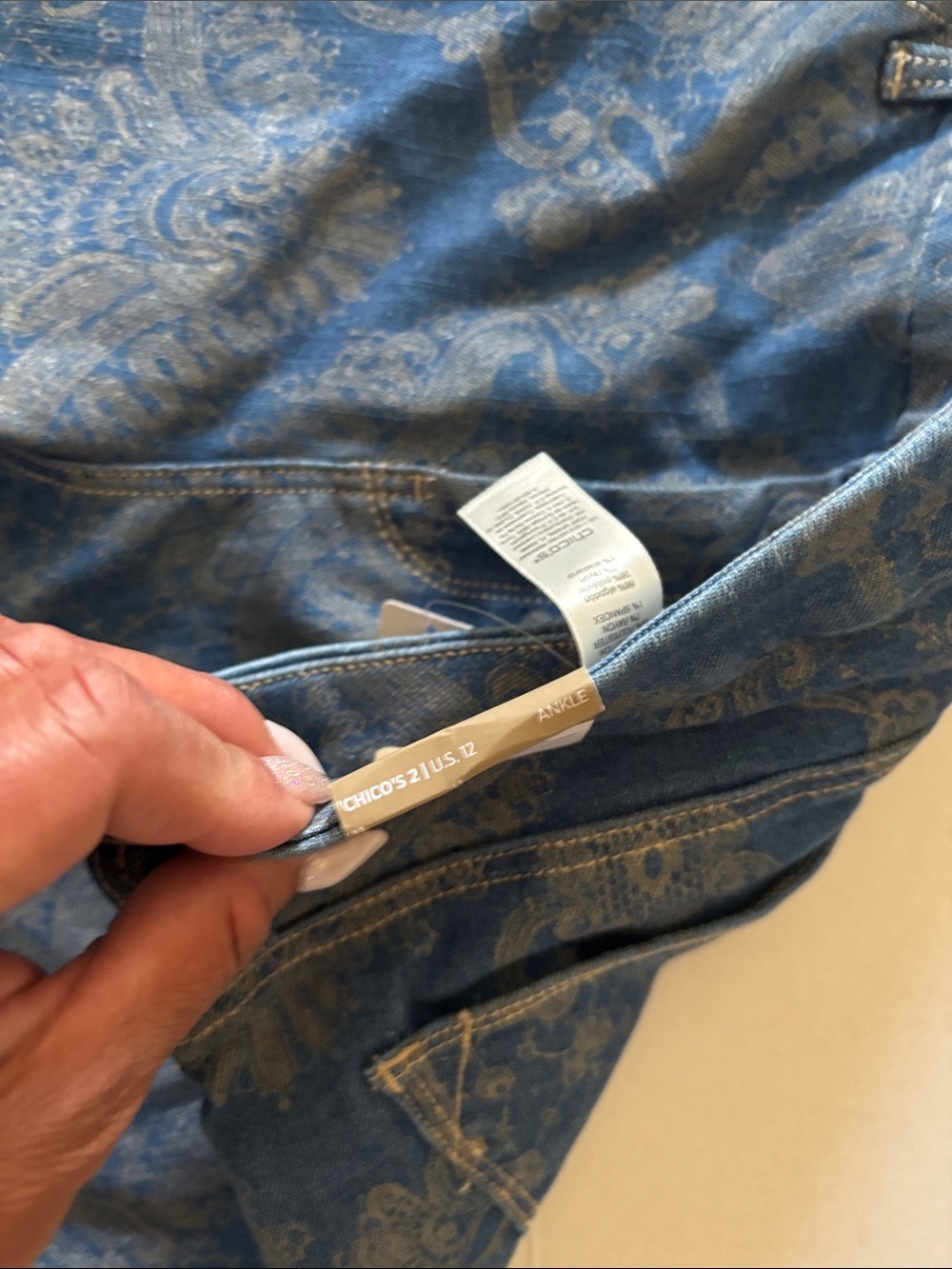 Chico's Blue Patterned Jeans - Picture 4 of 6